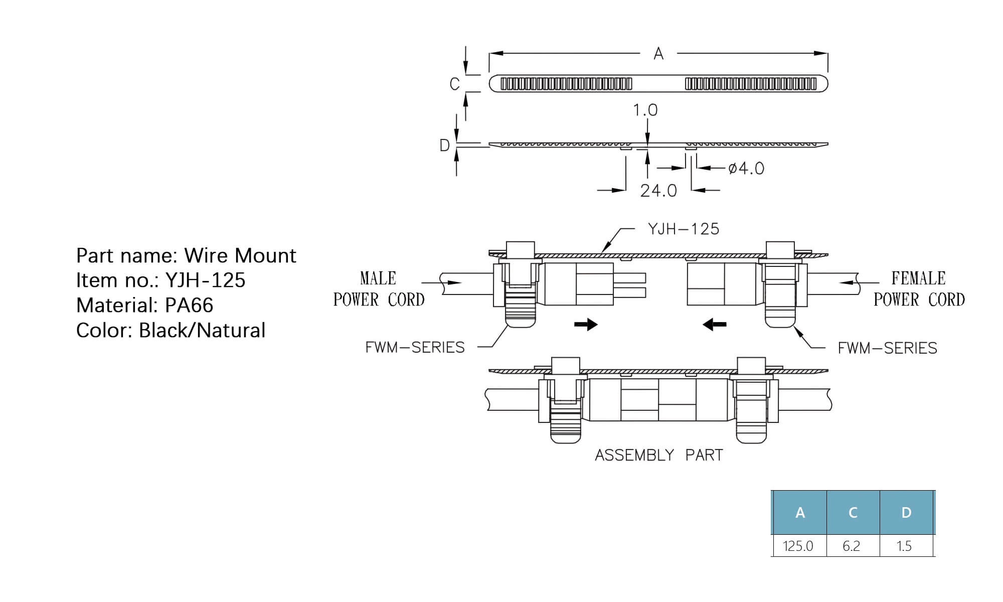 Plastic Wire Mount YJH-125